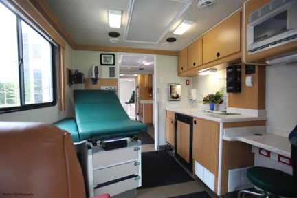 Interior of medical van