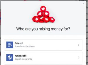 Fundraising options are displayed as "Who are you raising money for?".