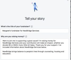 The image shows a page from a fundraising website.
