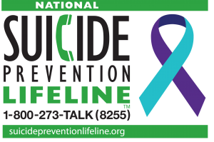 An informational graphic featuring the National Suicide Prevention Lifeline's logo